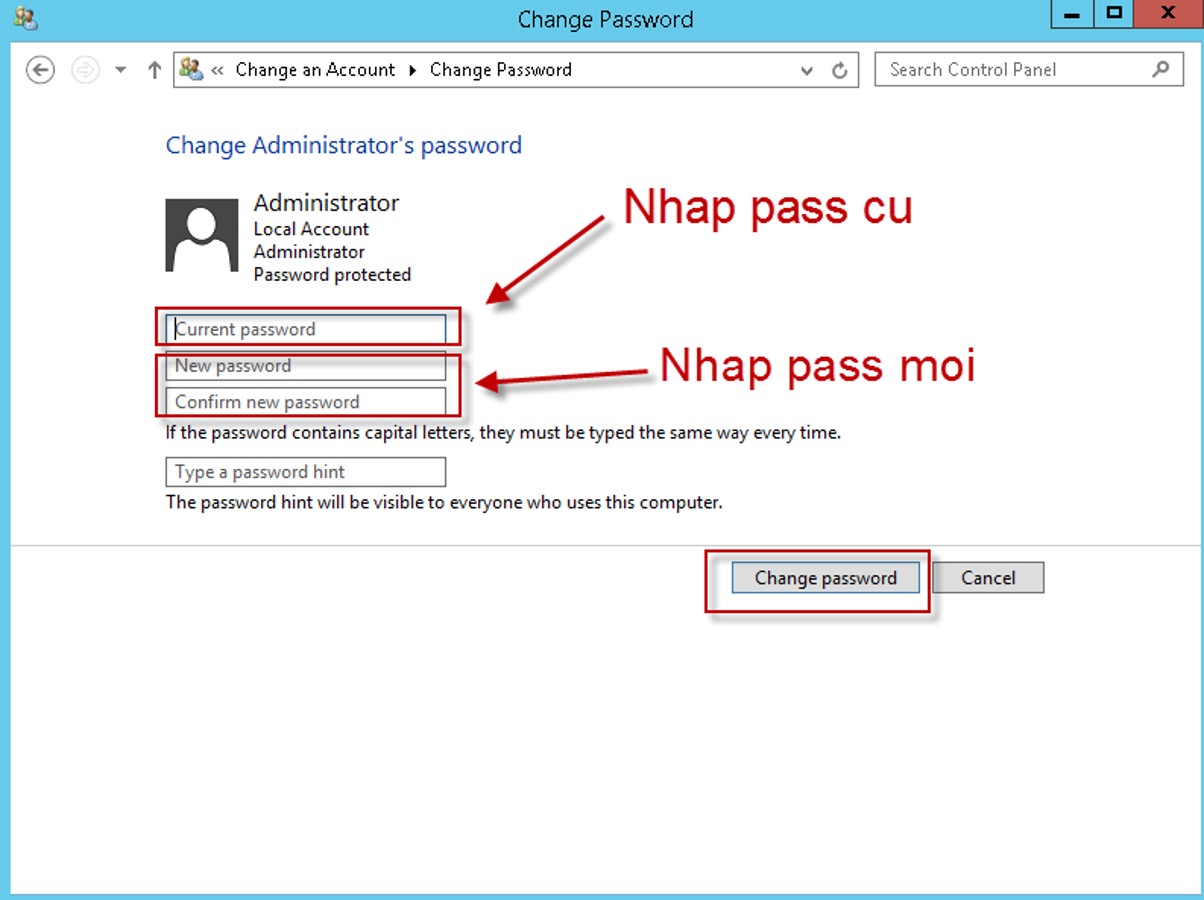 Đổi mật khẩu VPS Windows Bước 5