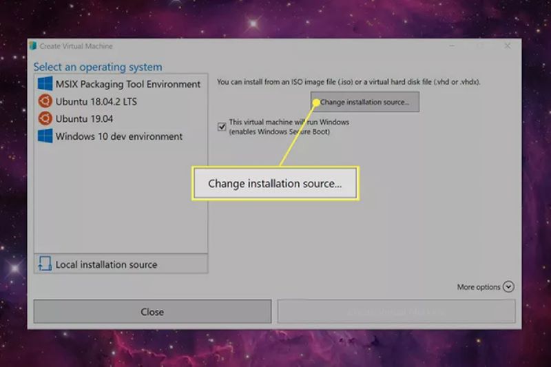 bước 5.1 tạo VPS trên máy Windows 10 Version 1703