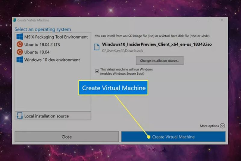 bước 5.3 tạo VPS trên máy Windows 10 Version 1703