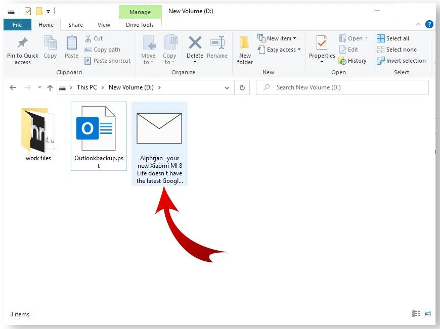 Outlook sẽ tự động lưu email dưới dạng mục trong Outlook Item