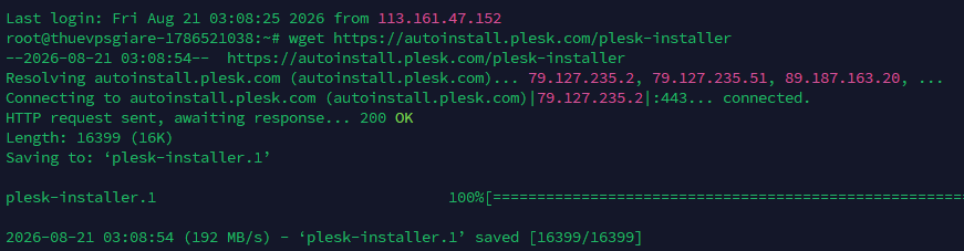 Tải Plesk Installer