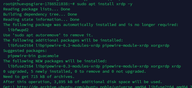 Cài đặt dịch vụ XRDP bằng lệnh apt