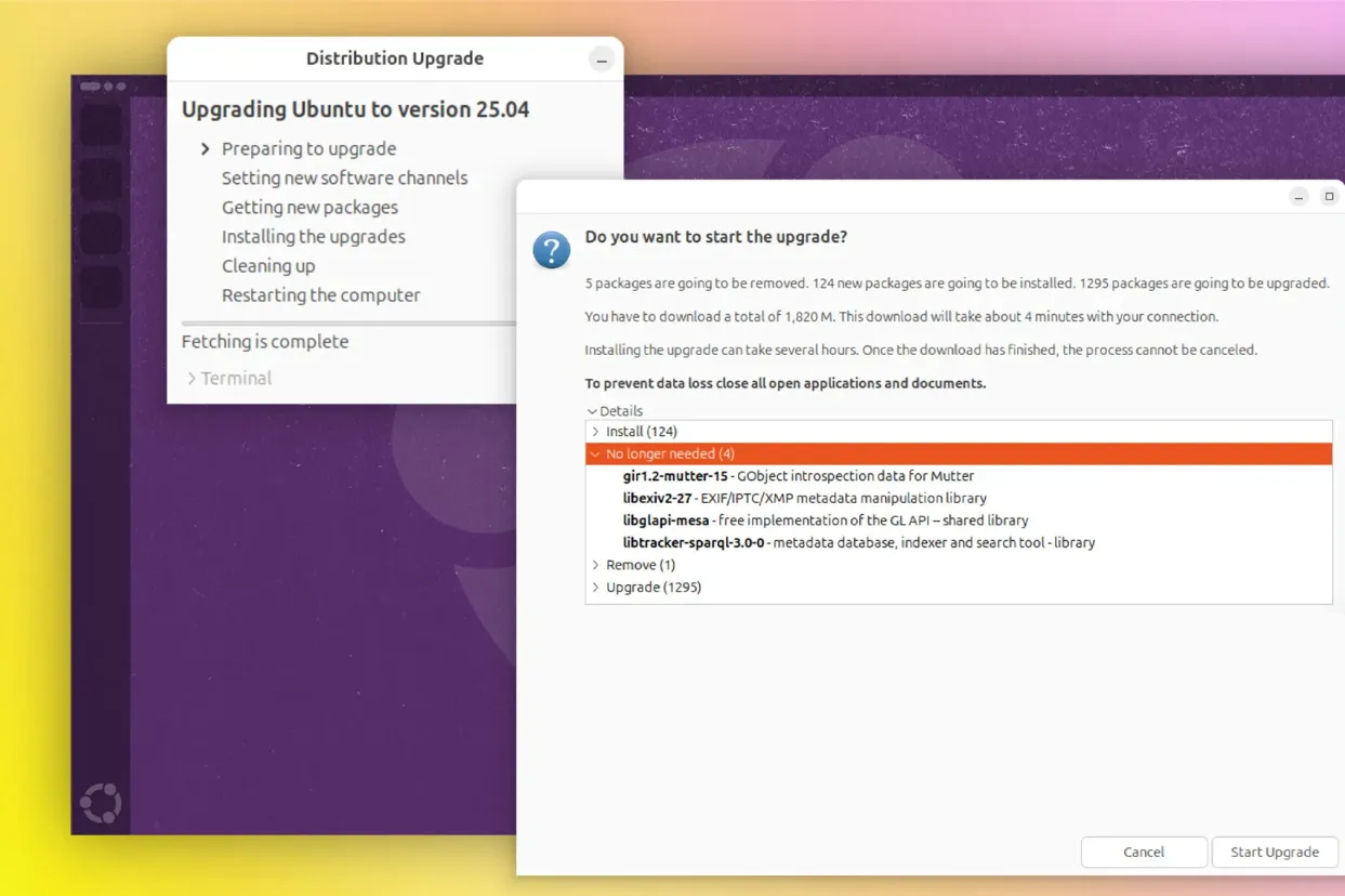 Chọn Start Upgrade