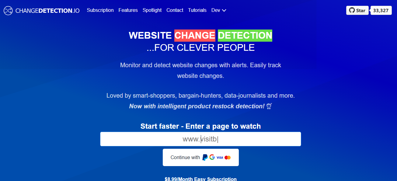 Công cụ theo dõi Website changedetection.io