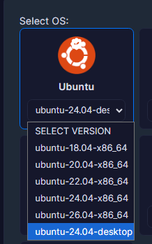 Lựa chọn template Ubuntu 24.04 Desktop