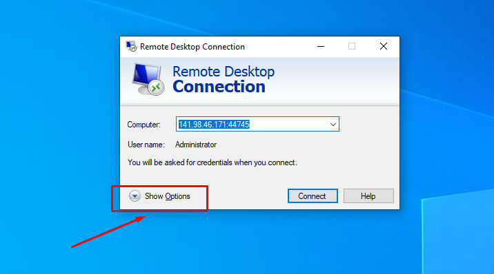 Mở Remote Desktop Connection