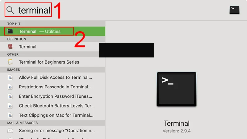 Mở Terminal macOS