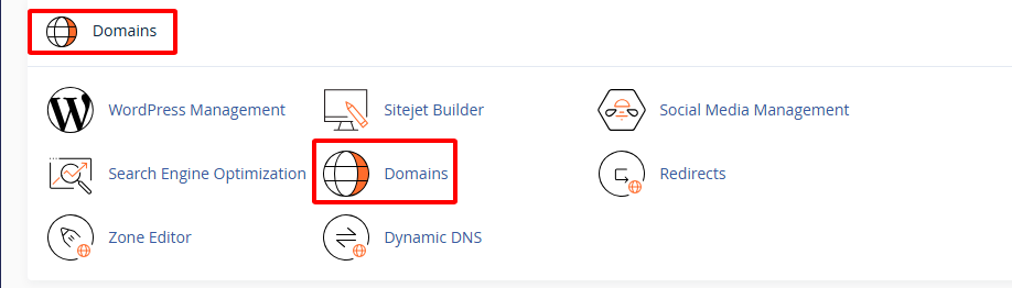 Vào cPanel chọn Domain